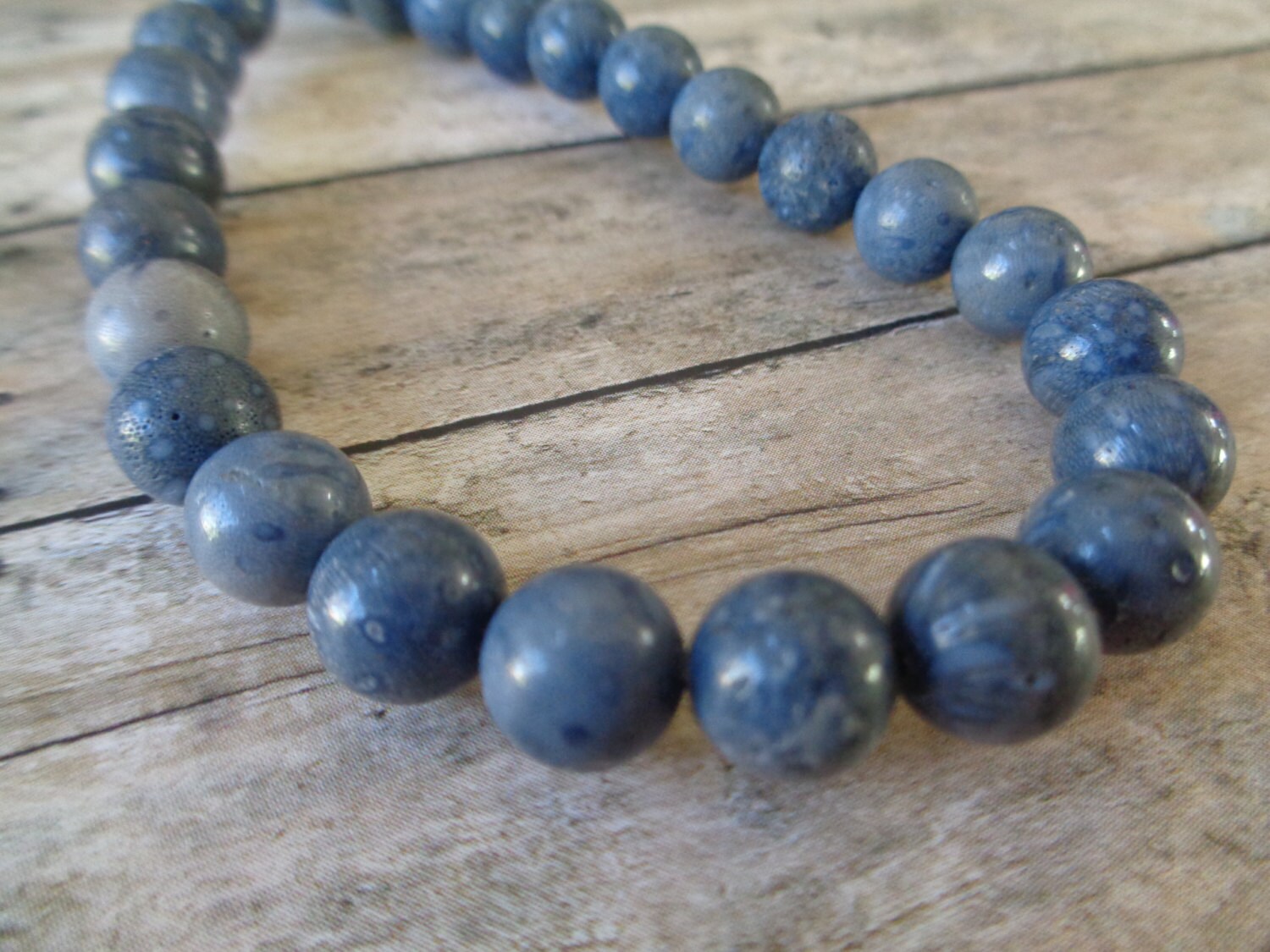 6 Blue Coral Beads 8mm Round Blue Beads Denim Blue Beautiful Coral