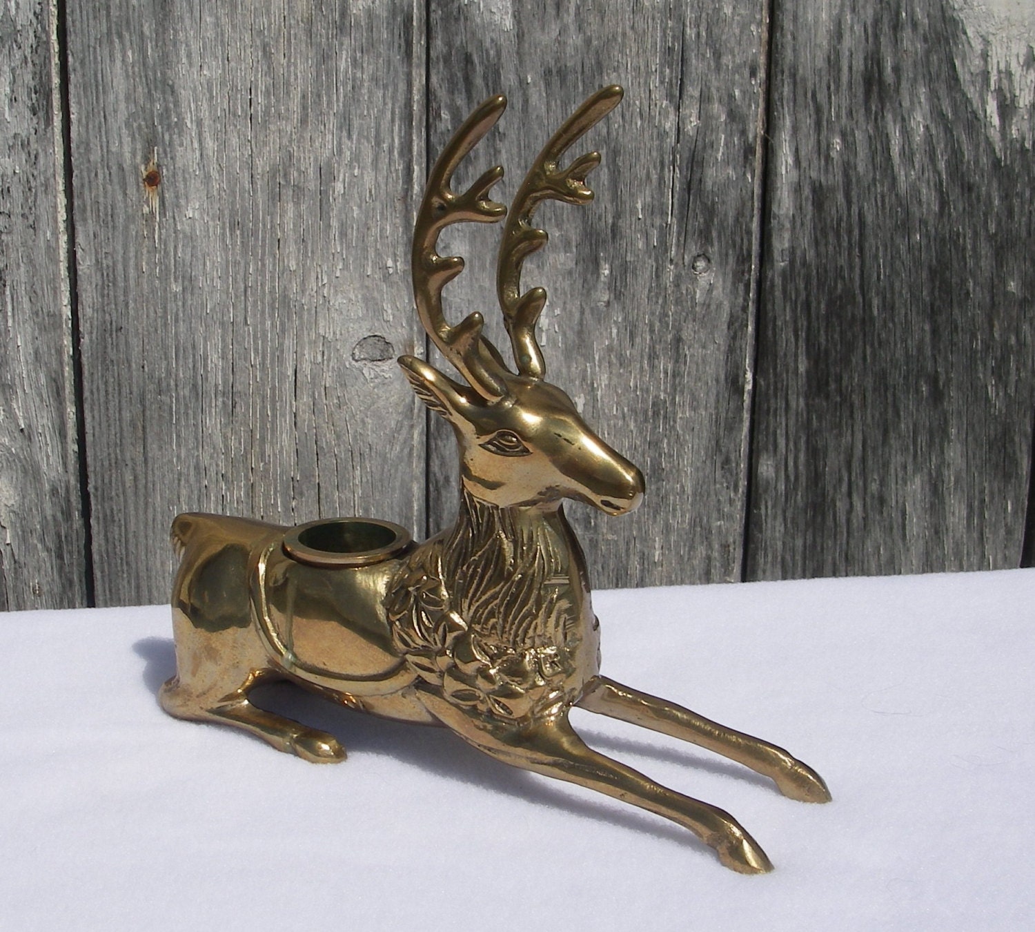 vintage solid brass reindeer candle holder by vintage solid brass reindeer candle holder by