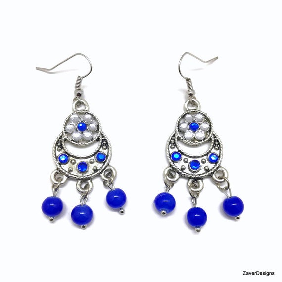 Blue Chandelier Earrings Royal Blue Earrings Blue Earrings
