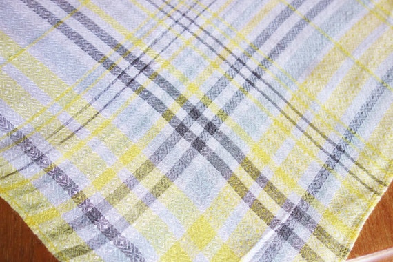 Yellow Tablecloth Gray Tablecloth Rayon by DawnsCountryCottage