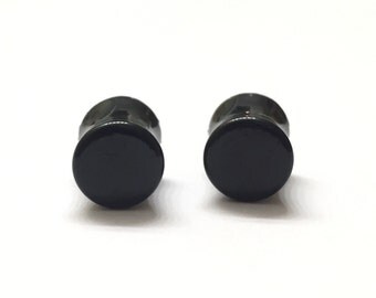 8mm (0g) Solid Black Plugs - Gauges - Plugs - Double Flared - Stretched Ears
