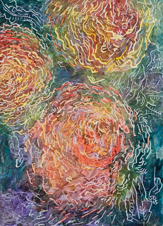 Items similar to Abstract flower painting, Original watercolor painting