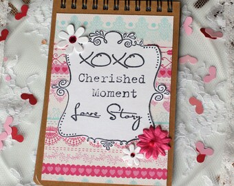 Love Spiral notebook, Writing Journal Altered notebook Authentique Notebook Love Story Valentine Anniversary gift