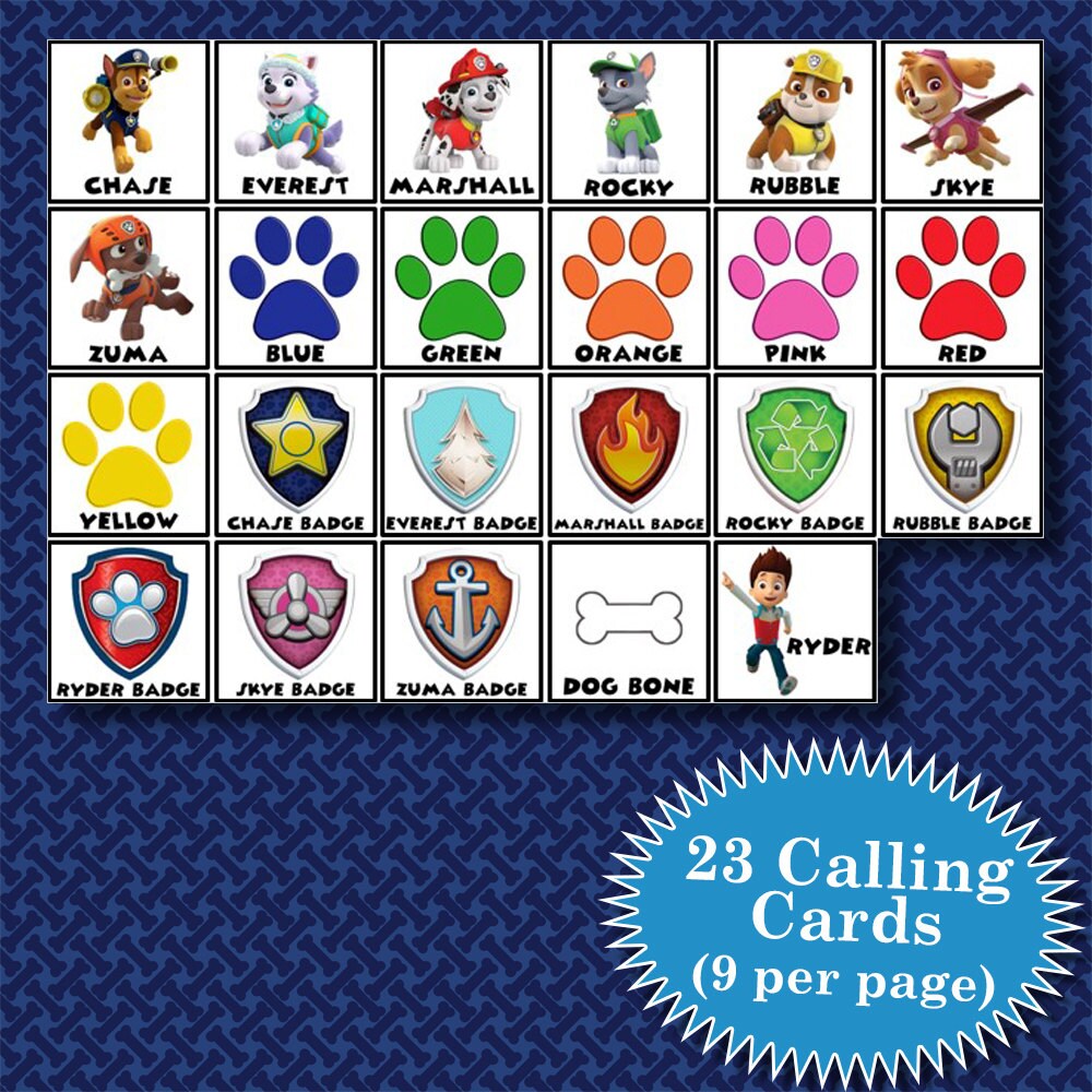 PAW PATROL 3x3 Bingo printable PDFs contain everything you