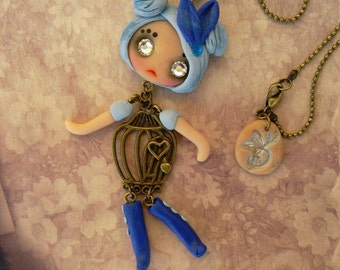 PuppetDoll Blue Bird Necklace