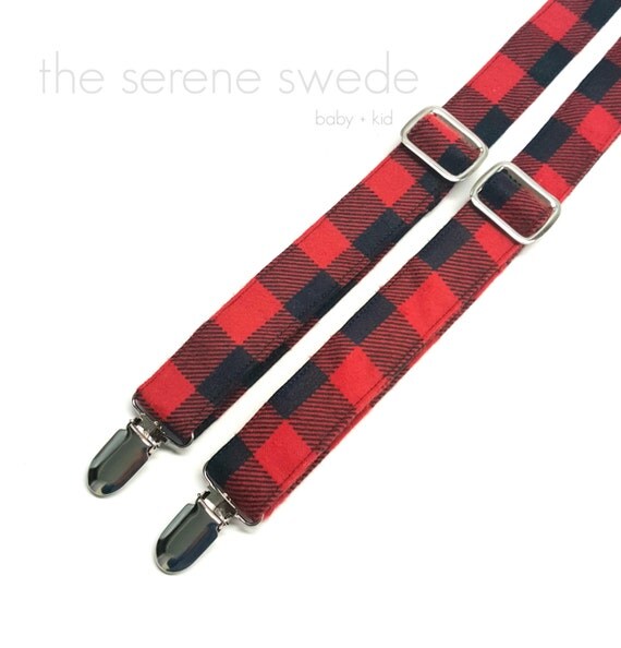 Buffalo Plaid Child Suspenders / Holiday by TheSereneSwede on Etsy