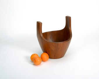 Vintage Mid Century Modern Danish Modern Dansk Bowl Staved Teak Viking Helmet Salad Bowl Jens Quistgaard IHQ JHQ