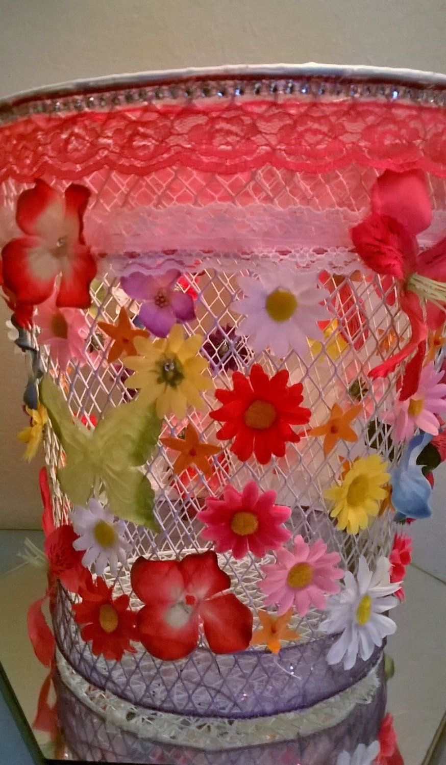 Flower garden paper waste basket