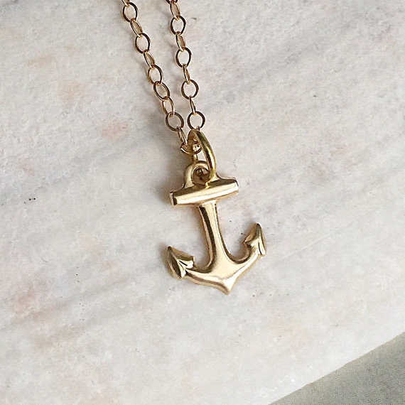 Gold Anchor Necklace Anchor Pendant Necklace Small Anchor