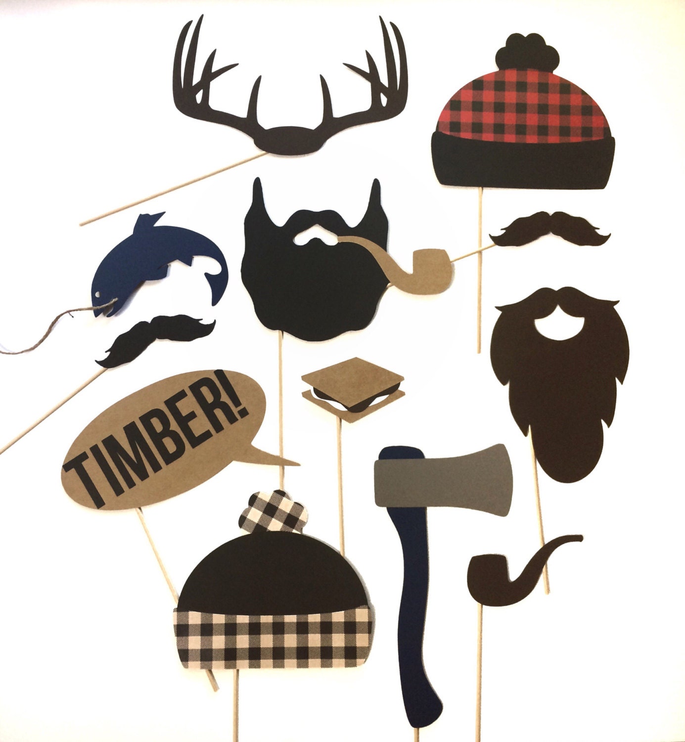 Lumberjack Photo Booth Props 12 pieces