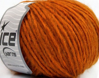 Merino wool yarn, Rust orange gold Worsted Weight Aran Weight Knitting wool, alpaca blend yarn, doll making yarn hair, hand knitting yarn