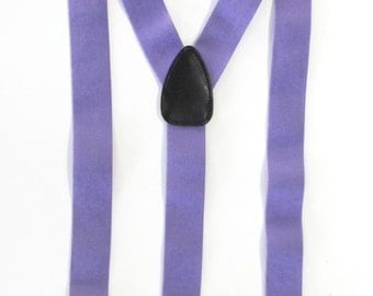 Combination Suspender / Braces Set Wear Pant Buttons Or Clips All Provided Lavender Purple In Color