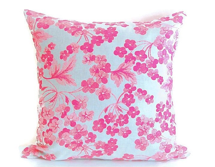 Velvet pilow sham Floral pink custom girly throw 20x20