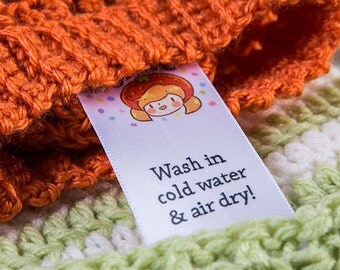 1000 Custom Clothing Tags in Multicolor, Color Printed Satin Care Labels For Clothing, Washable Sewing Tags, Personalized Sewing Labels