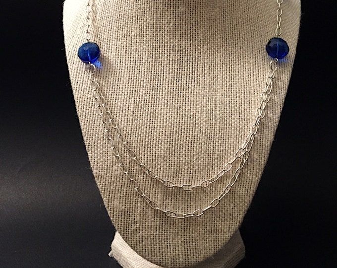 Cobalt blue long necklace, Radiant Bright Cobalt Blue long Necklace, Blue Statement Necklace, long cobalt blue necklace