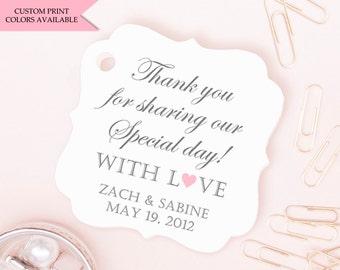 Wedding tags (30) - Wedding favor tags - Wedding gift tags - Wedding thank you tags - Thank you for sharing our special day
