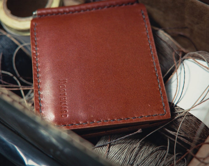 Horween Leather money clip/Small leather wallet/Horween Leather Wallet/ Momey clip wallet/Leather Card holder/Men's Leather Wallet