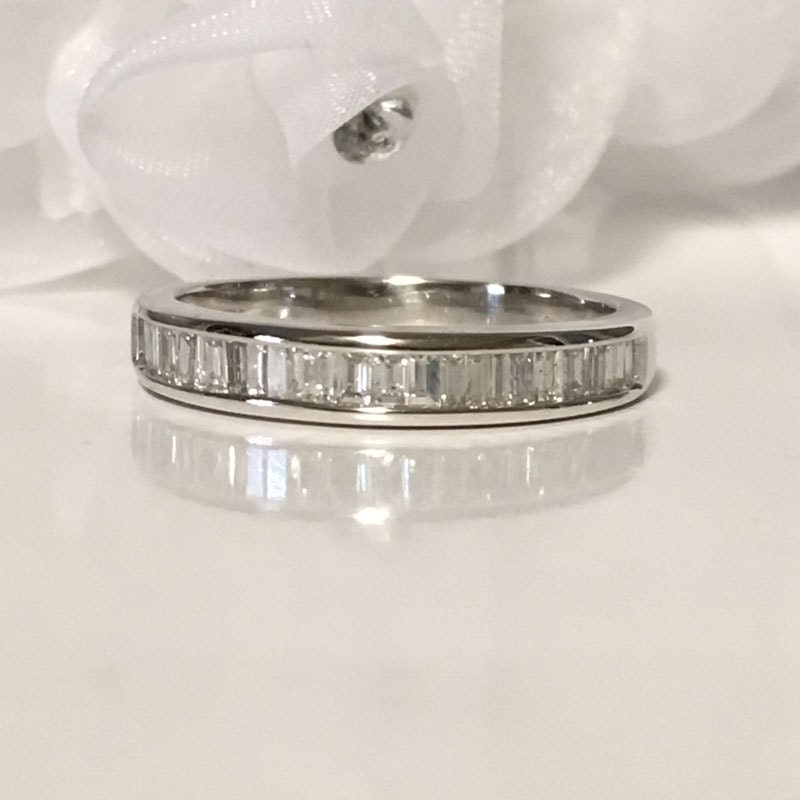 Baguette Wedding  Band Low  Profile  Ring  Woman Anniversary Ring 