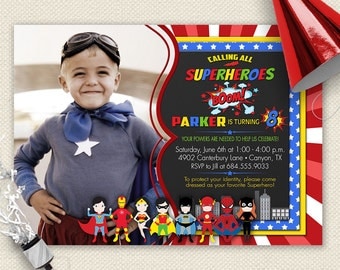 Superhero Invitation, Superheroes Invitation, Superhero Party, Superhero Birthday Party, Comic Book Invitation, Marvel Invitations