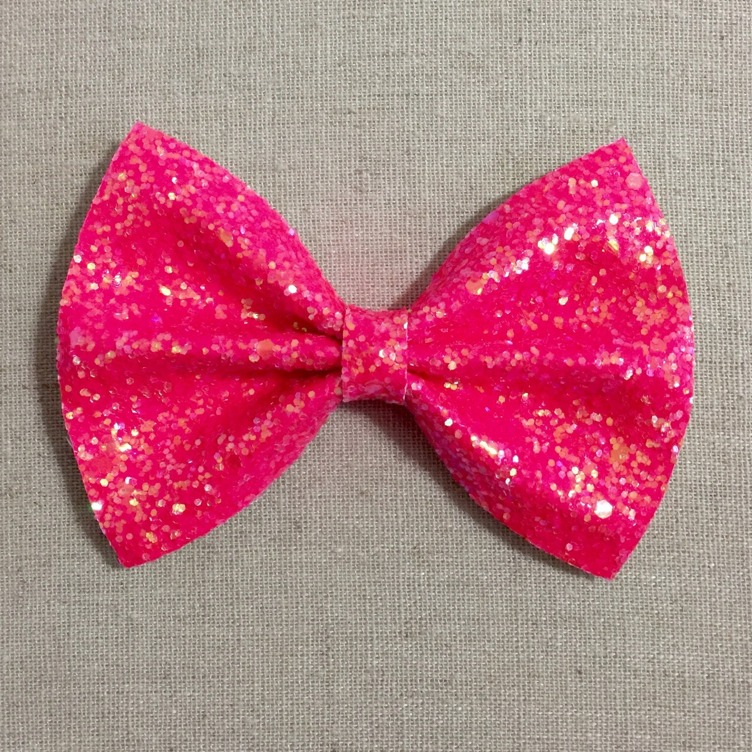 Neon Pink Glitter Bow Tie Bow Bright Pink Glitter Bow Tie