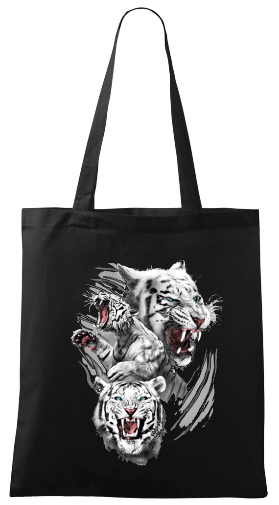Shopping bag with print of white tigers/ Eco bag