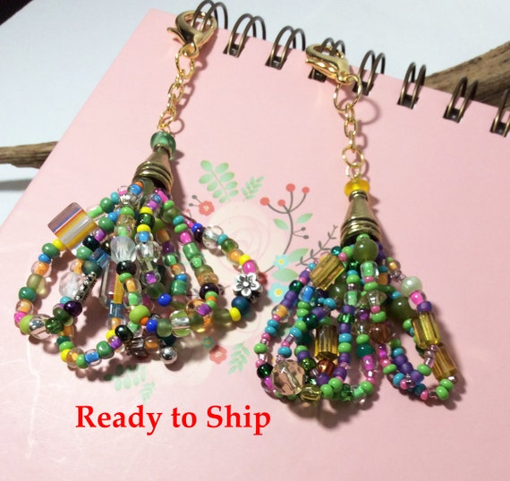 Planner goodies. Beaded tassel. Midori charm. Planner stuff.