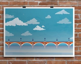 Pont de Pierre Bordeaux illustrated poster