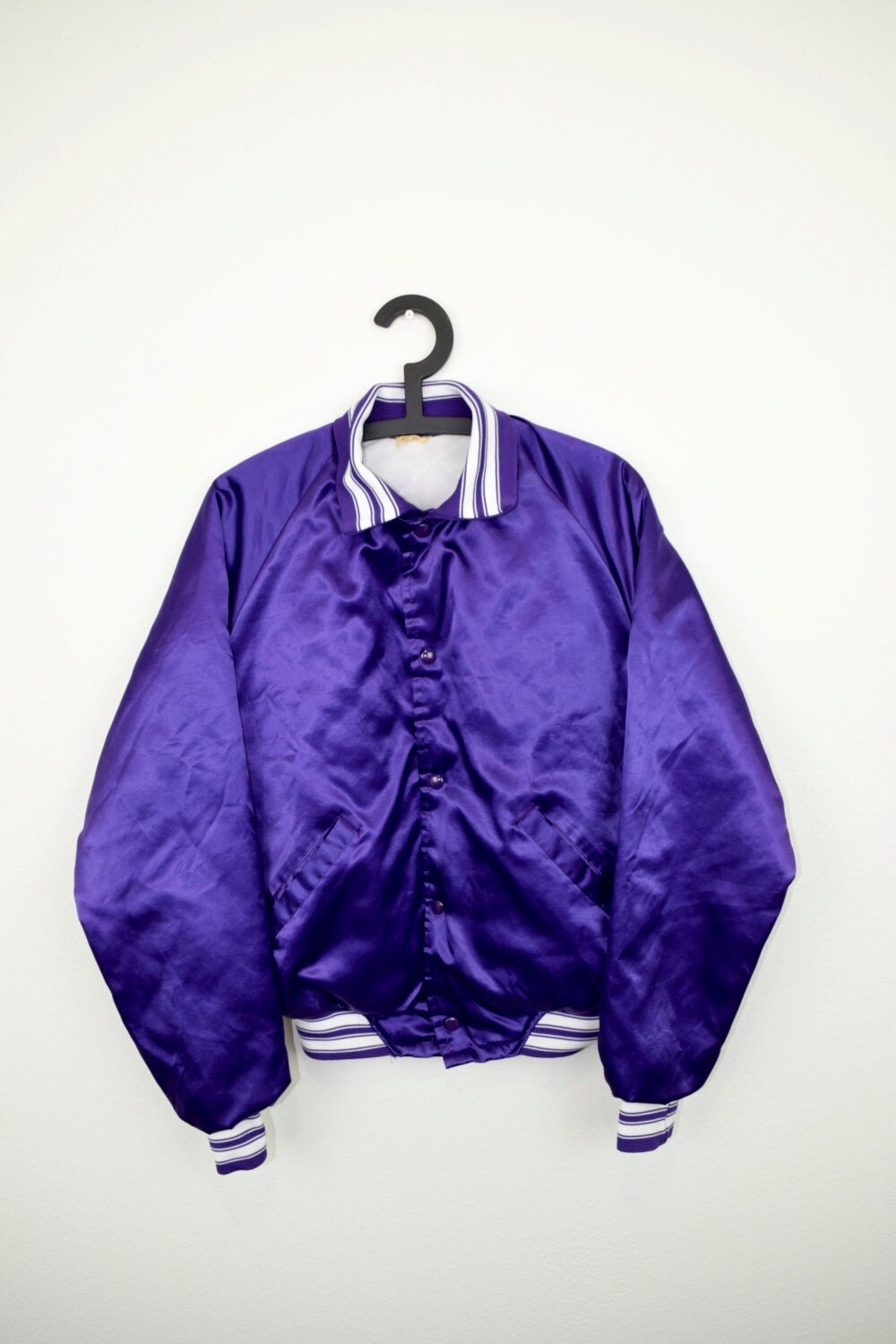 1980's Vintage Purple Satin Snap Button Jacket