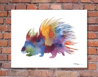 Porcupine Art Print - Abstract Watercolor Painting - Animal Wall Decor