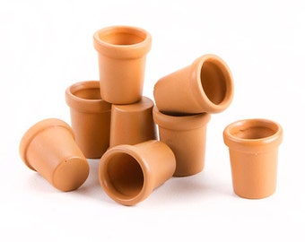 Miniature Clay Flower Pots Fairy Garden Supplies 1:12 Scale Gardening Set of 8 Dollhouse Miniatures - 438