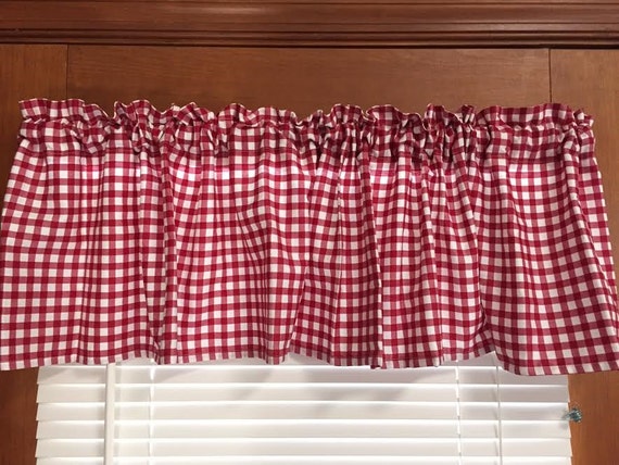 Country Red Gingham Kitchen Valance Extra Wide 72