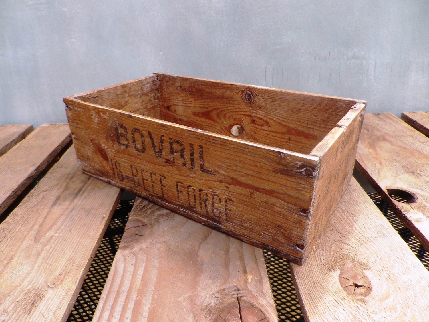 Vintage Wooden Bovril Crate / Wood Box / Old Crate