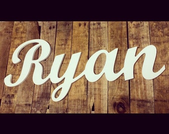Custom Wooden Names in Script, Dorm Decor, Nursery design, Graduation Present, Large Wooden Letters, Ryan, Sam, Sara, Emma, Abby. 3 sizes