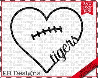 Tiger Football SVG DXF EPS Cutting Machine Files Silhouette Cameo Cricut Valentine Vinyl Cut File Valentine Vector svg file