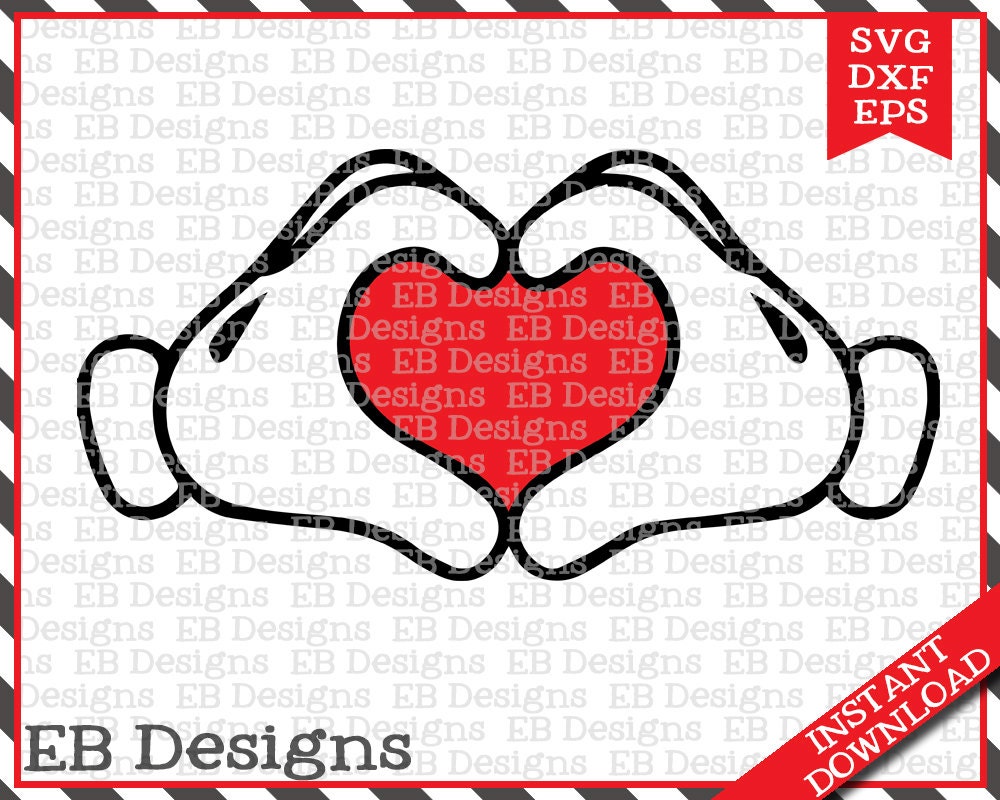 Download Mickey Heart Disney Heart SVG DXF EPS Cutting Machine Files
