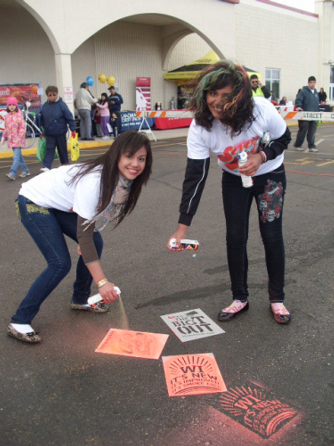 Spray Chalk for sidewalk and street stencils Temporary spray