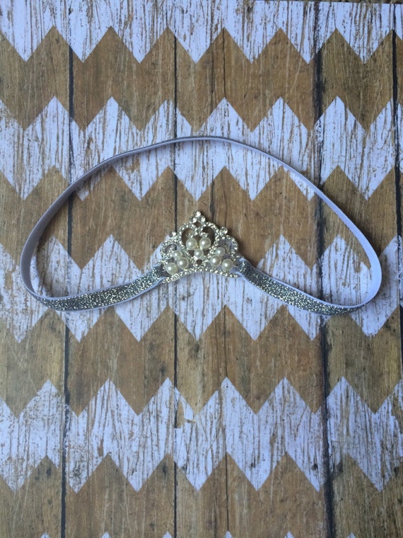 Sparkly glitter elastic headband tiara by KatiedidBowtiqueBows