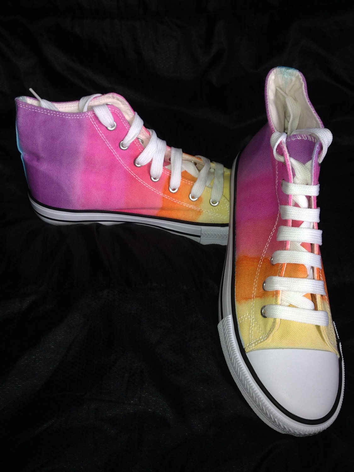 Tie Dye canvas shoes Rainbow Hi Tops Dyed Baseball Boots