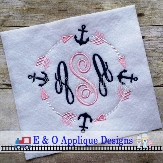 Arrow Anchor Monogram Machine Embroidery Design Tribal Embroidery Frame Nautical Monogram