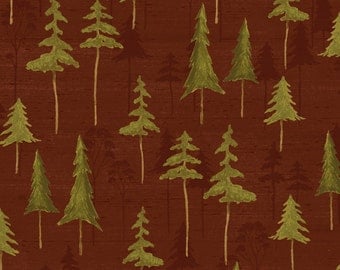 Brown Tree Silhouette Fabric Yardage. Wild Woods Windham. Nature Forest Tree Fabric. Pine Tree Fabric. Rustic Quilt Fabric for Cabin Lodge.