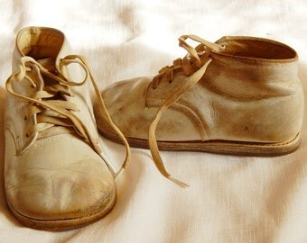 Vintage Children's Shoes - Buster Brown, White Leather, 1950s