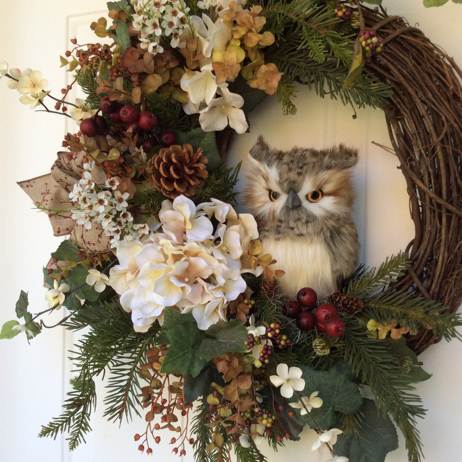 Christmas Wreath-Winter Wreath-Owl Wreath-Christmas Owl