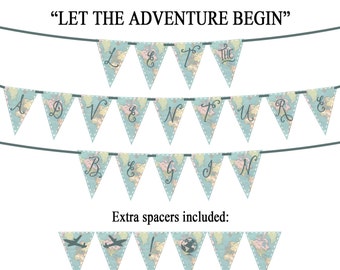 LET the ADVENTURE BEGIN (Vintage Map) Printable Party Banner and Decoration - Retirement, Nursery, Travel, Inspirational Banner - Printable
