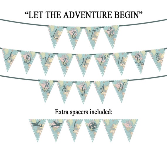 LET the ADVENTURE BEGIN Vintage Map Printable Party Banner