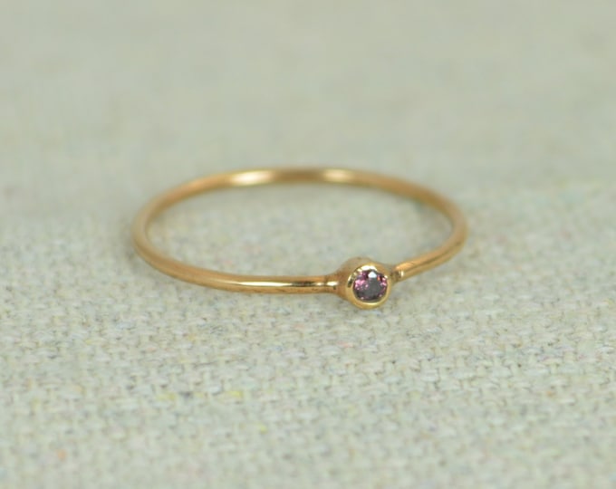 Tiny Alexandrite Ring, Alexandrite Stacking Ring, Solid 14k Rose Gold Alexandrite Ring, Alexandrite Mothers Ring, June Birthstone, Gold Ring