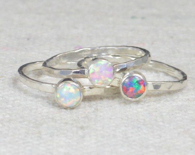 Grab 3 - Small Opal Rings, Opal Ring, Opal Jewelry, Stacking Ring, October Birthstone Ring, Opal Ring, Mothers Ring