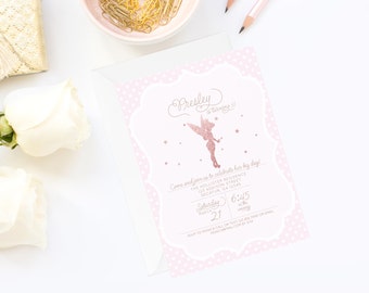 Glitter Fairy Invitation | Fairy Birthday Invitation | Tinkerbell Invite | Tinkerbell Birthday Invitation | Pink Birthday Invitation