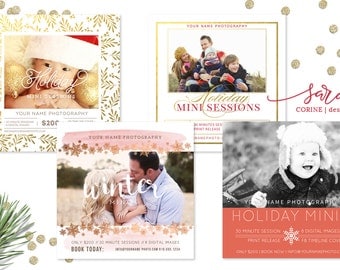 Christmas Mini Session Template, Photography Marketing Templates, Marketing Board, Photoshop Templates, 5x5