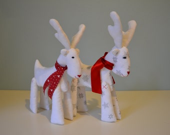 white stuffed reindeer