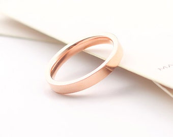 Simple Comfort Fit 18K Rose Gold Ring / Wedding Band